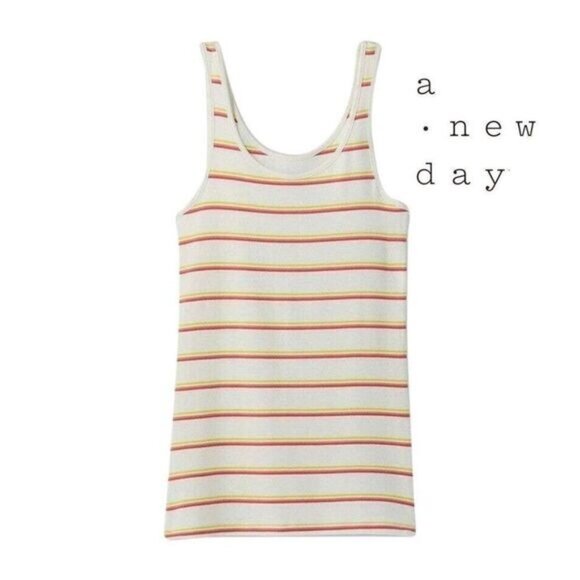 a new day Women's Striped Round Scoop Neck Sleeveless‎ Tank Top - Picture 1 of 7